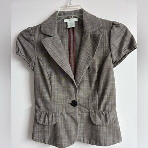 Women’s Short Blazer, Small, Brown/White Blend, Tailored, Charlotte Russe